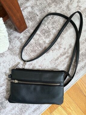Black Crossbody Leather-Style Shoulder Bag - Roots
